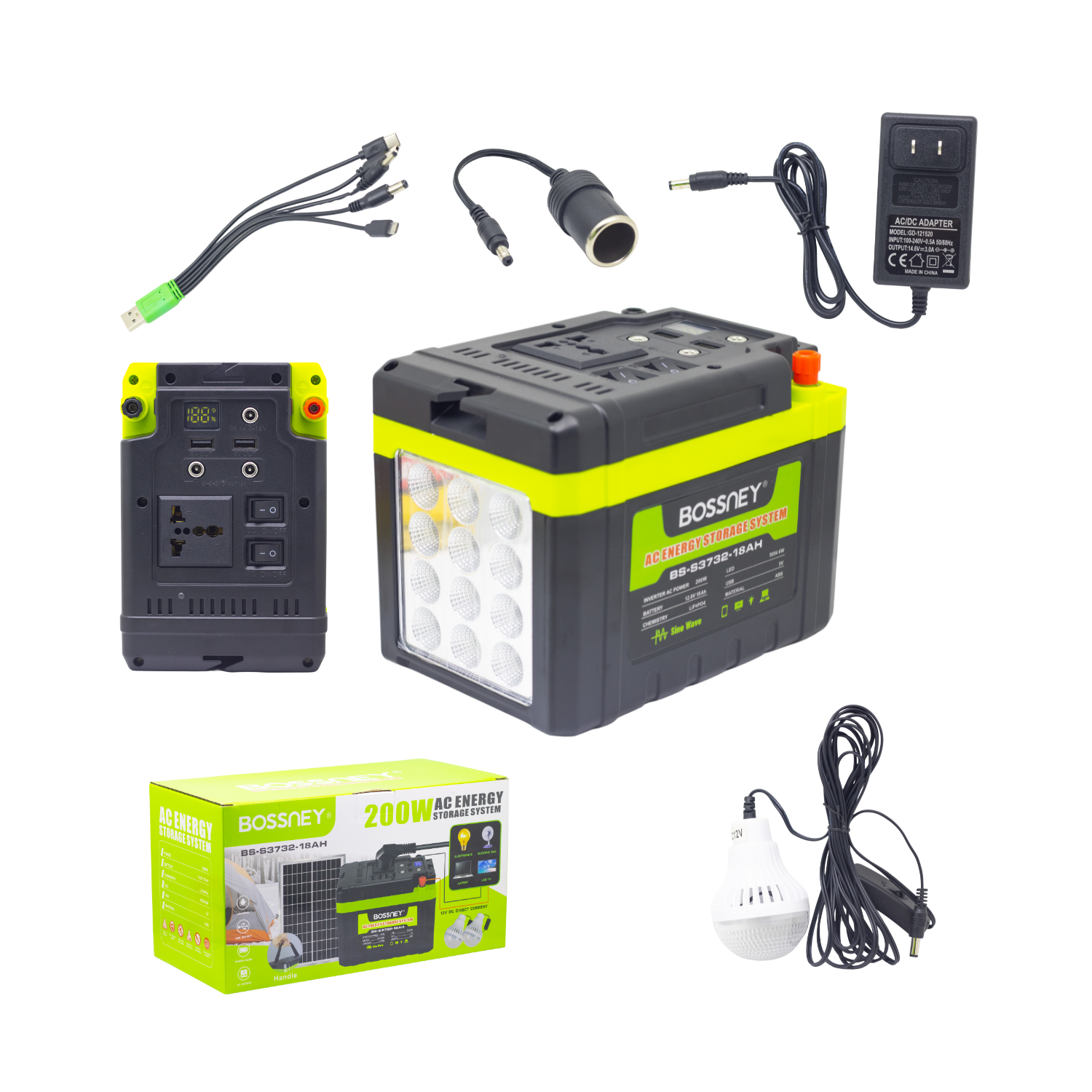 Sistema de Energia LED Kit c/ Panel Solar BS-S3732-18AH BOSSNEY